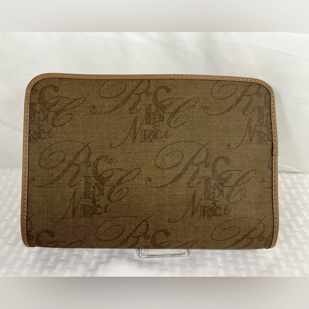 7058: Vintage Nina Ricci Paris Monogram Zip Clutch Pouch Made in Italy
